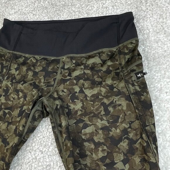 Lululemon Run Top Speed Crop Legging Green Camo Womens 8 - Picture 7 of 9